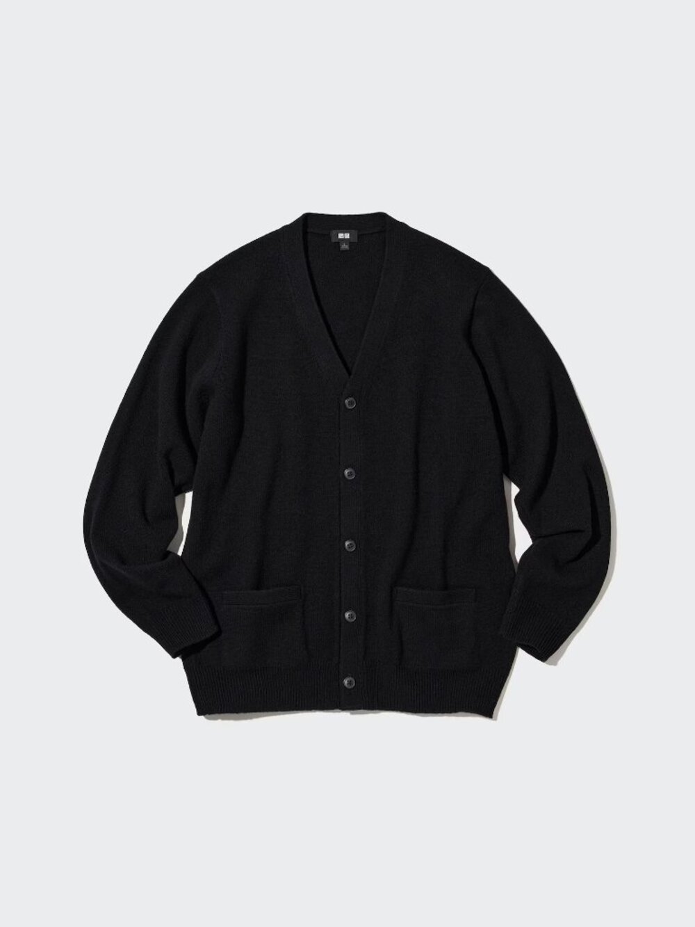 Unisex Uniqlo Lambs Wool Black Japan Cardigan Button Sweater V Neck US M Medium